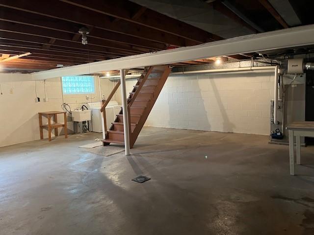 6729 Highland Ave, Union Twp Wsh, PA 15332 - unfinished basement with stairs and a sink