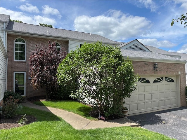 7039 Clubview Dr, South Fayette, PA 15017 - view of side of property featuring brick siding, driveway, a garage, and a shingled roof
