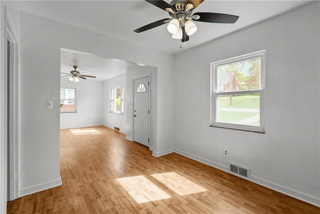 991 Homer Ave, Ross Twp, PA 15237 - empty room with ceiling fan, baseboards, and light wood-style floors