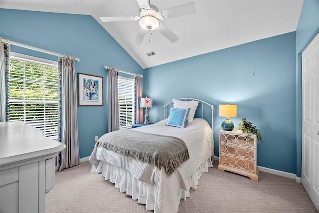 2053 Isleworth, Cranberry Twp, PA 16066 - bedroom featuring light colored carpet, lofted ceiling, baseboards, and ceiling fan