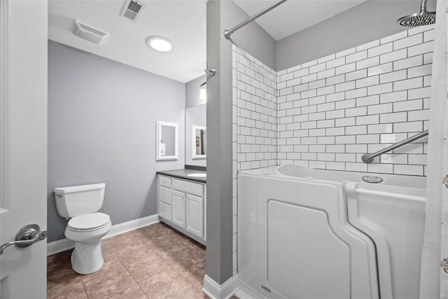2053 Isleworth, Cranberry Twp, PA 16066 - bathroom featuring a shower with shower curtain, toilet, vanity, and tile patterned flooring