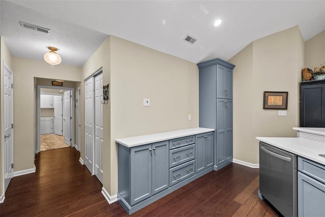 2053 Isleworth, Cranberry Twp, PA 16066 - kitchen with dishwasher, dark wood-style floors, baseboards, and light countertops