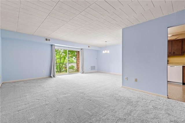 611 Calais Dr Unit 4108, Mccandless, PA 15237 - unfurnished living room with carpet floors, a chandelier, and baseboards