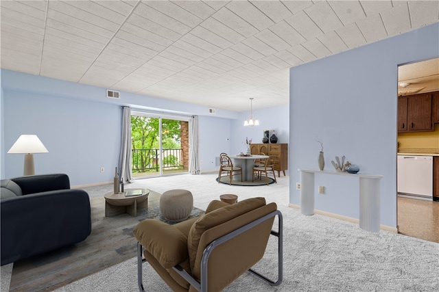 611 Calais Dr Unit 4108, Mccandless, PA 15237 - living area featuring light carpet, a chandelier, and baseboards