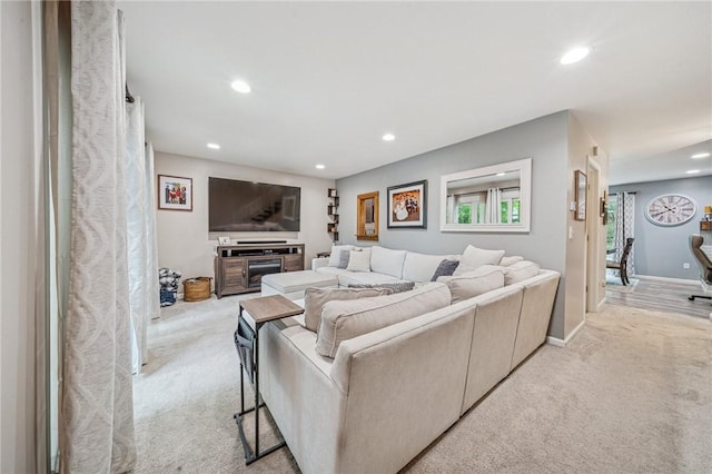 436 Allenberry Dr, Ross Twp, PA 15237 - living area with light carpet, recessed lighting, and baseboards