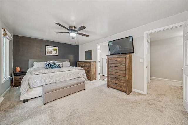 436 Allenberry Dr, Ross Twp, PA 15237 - bedroom with light carpet, baseboards, and ceiling fan