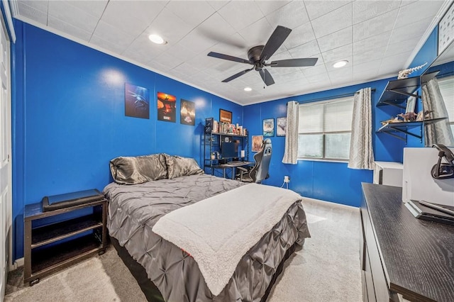 436 Allenberry Dr, Ross Twp, PA 15237 - bedroom with carpet, a desk, crown molding, ceiling fan, and baseboards