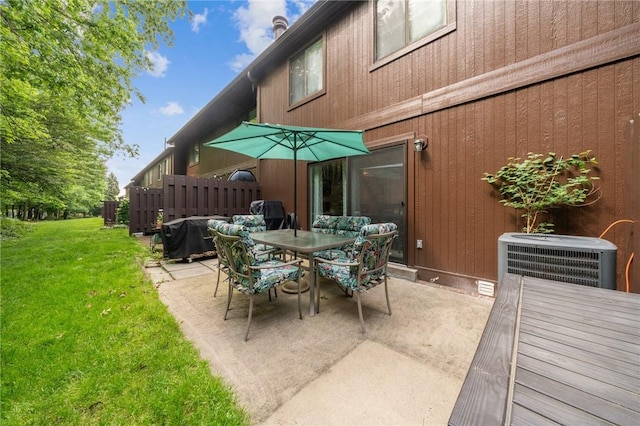 436 Allenberry Dr, Ross Twp, PA 15237 - view of patio / terrace featuring central air condition unit, outdoor dining space, and a grill