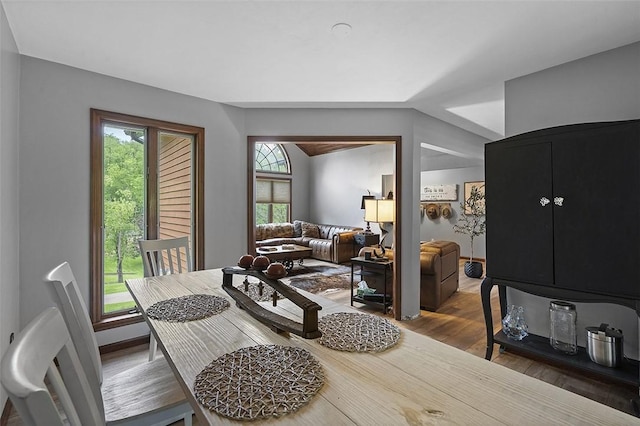 dining area featuring wood finished floors
