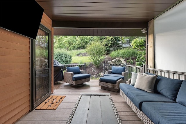 deck featuring an outdoor living space