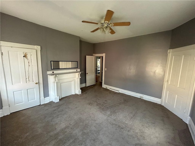 411 Cherry St, City Of But Ne, PA 16001 - unfurnished living room featuring a ceiling fan and dark colored carpet
