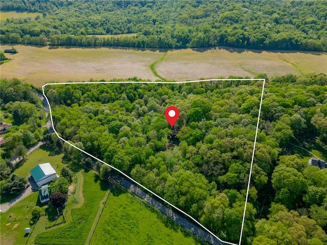 1445 E Cruikshank Rd, Valencia Boro, PA 16059 - aerial view of sparsely populated area with a forest and property parcel outlined