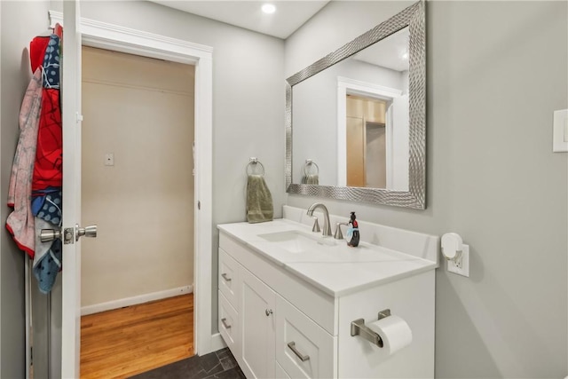 142 Meadowbrook Dr, Moon/Crescent Twp, PA 15108 - bathroom featuring vanity, baseboards, and recessed lighting