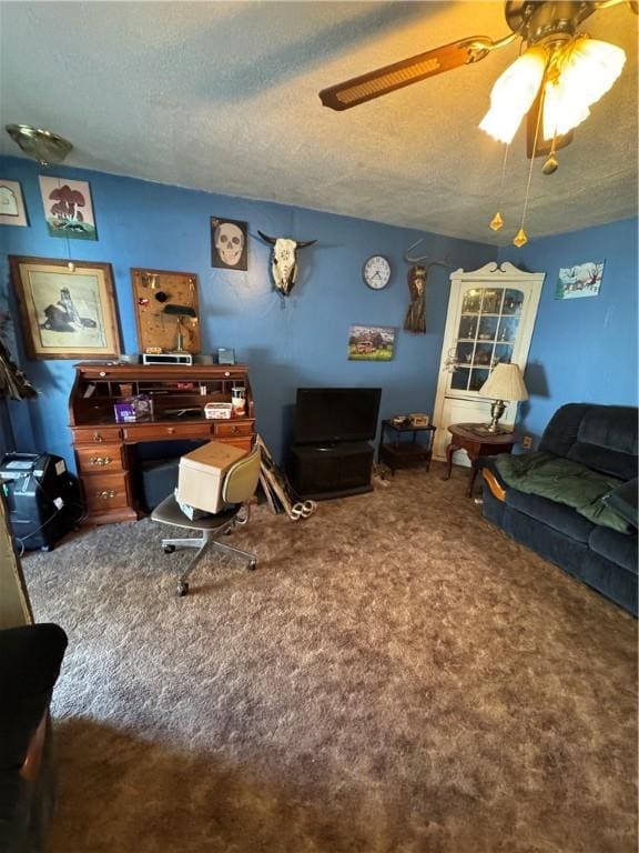 300 N Ave, Midway, PA 15060 - carpeted office space featuring a ceiling fan and a textured ceiling