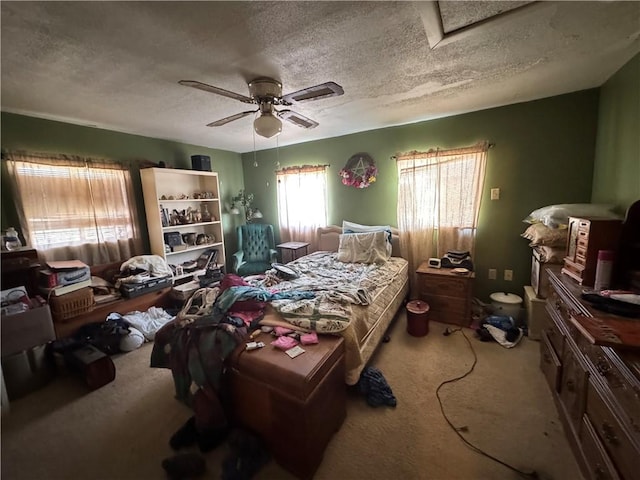 300 N Ave, Midway, PA 15060 - bedroom with carpet flooring, a textured ceiling, and a ceiling fan