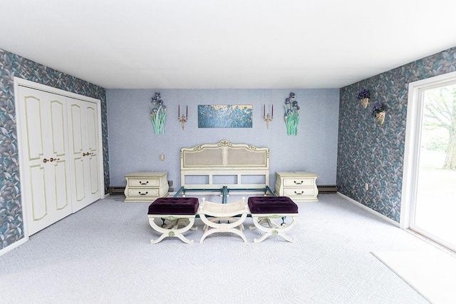 302 Derrick Ave, South Union Twp, PA 15401 - carpeted bedroom featuring wallpapered walls