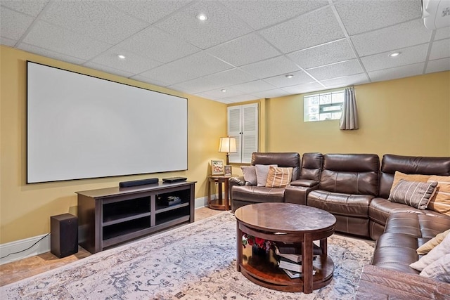 38 Elwyn Ave, Collier Twp, PA 15106 - home theater with a drop ceiling, baseboards, and recessed lighting