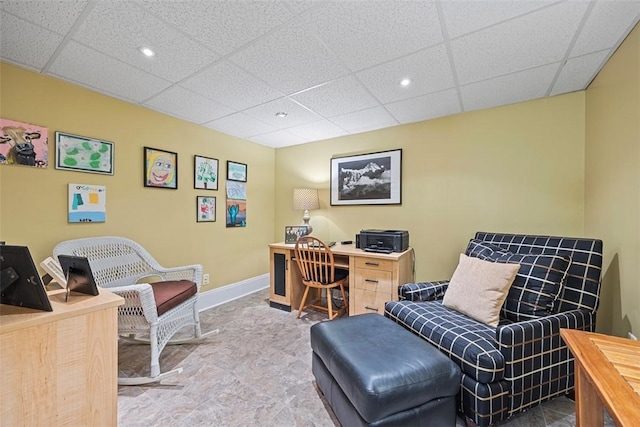 38 Elwyn Ave, Collier Twp, PA 15106 - office space featuring baseboards, a drop ceiling, and recessed lighting