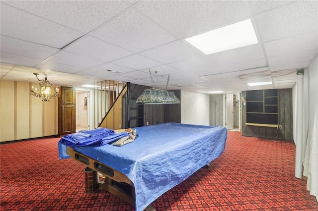 2403 Marion St, Hopewell Twp Bea, PA 15001 - rec room featuring carpet, billiards table, and a drop ceiling