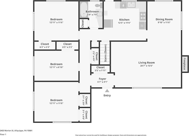 2403 Marion St, Hopewell Twp Bea, PA 15001 - floor plan / room layout