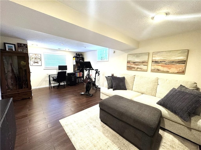 815 Semple Ave, Avalon, PA 15202 - living room with dark wood-style flooring, a textured ceiling, baseboards, and a desk