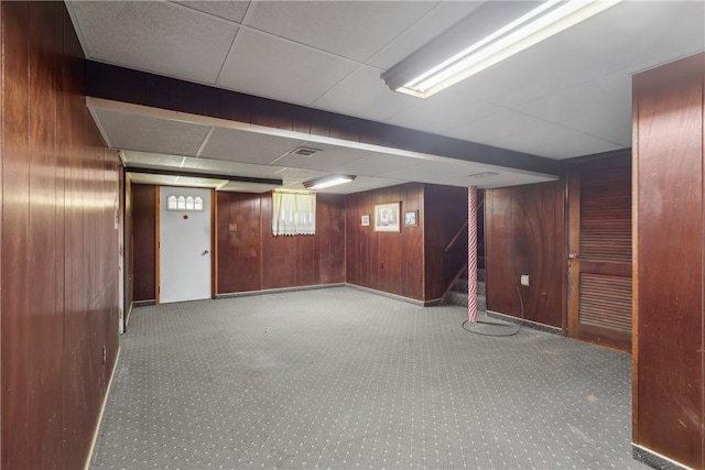 137 Terry Ln, Center Twp Bea, PA 15061 - finished below grade area featuring stairway, wooden walls, and carpet