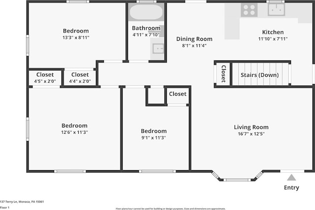 137 Terry Ln, Center Twp Bea, PA 15061 - home floor plan