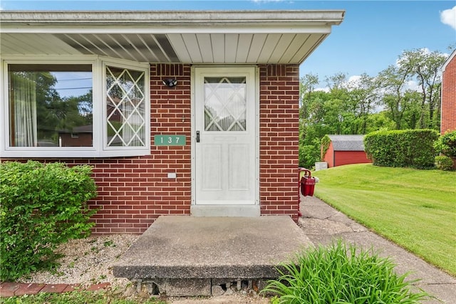 137 Terry Ln, Center Twp Bea, PA 15061 - property entrance featuring a lawn and brick siding