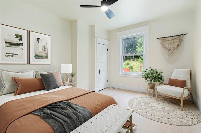 5415 Black St, East Liberty, PA 15206 - bedroom featuring light wood-style floors, baseboards, and ceiling fan