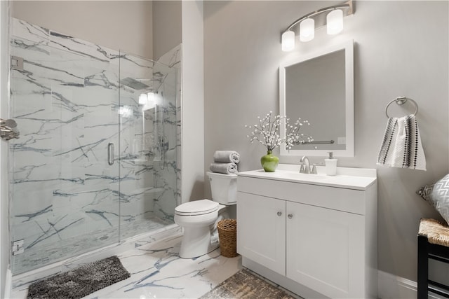 3809 Liberty Ave Unit 403, Lawrenceville, PA 15201 - full bath featuring marble finish floors, vanity, a marble finish shower, and toilet