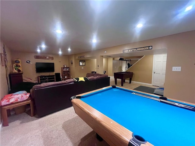 101 Pheasant Run Dr, Worth Twp But, PA 16057 - playroom with recessed lighting, billiards, and carpet