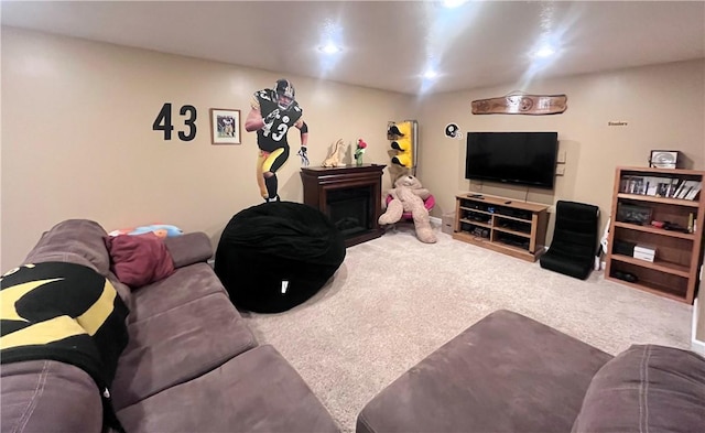101 Pheasant Run Dr, Worth Twp But, PA 16057 - carpeted living area with a fireplace