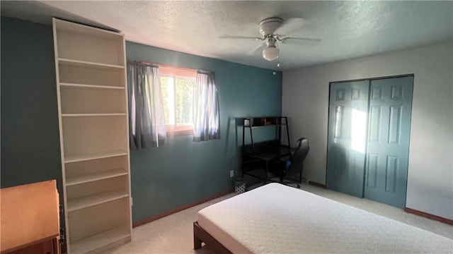 101 Pheasant Run Dr, Worth Twp But, PA 16057 - carpeted bedroom with a textured ceiling, ceiling fan, and baseboards