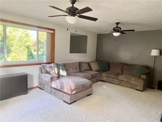 101 Pheasant Run Dr, Worth Twp But, PA 16057 - carpeted living area with ceiling fan