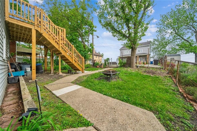 1725 Arlington Ave, South Side, PA 15210 - view of yard featuring an outdoor fire pit and stairway