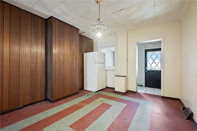 410 Orwell Way, Bloomfield, PA 15224 - spare room with wood walls, baseboards, crown molding, and inlaid floor details