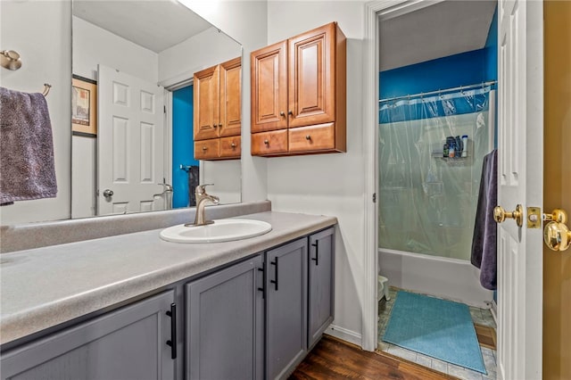 8 Trotwood Cir, North Strabane, PA 15317 - full bath featuring vanity, wood finished floors, shower / tub combo, toilet, and baseboards