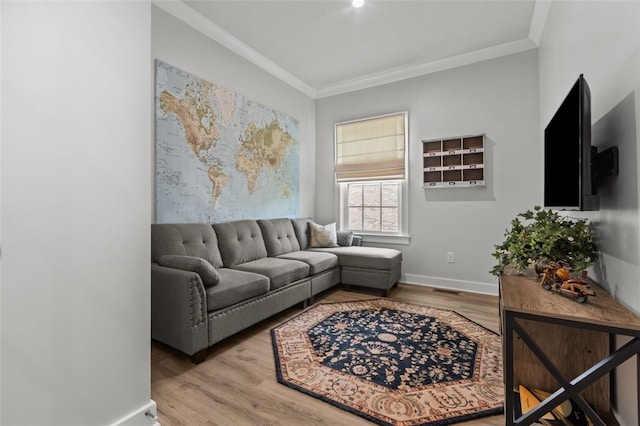 218 St Andrews, North Strabane, PA 15317 - living room featuring ornamental molding, baseboards, and light wood-style floors