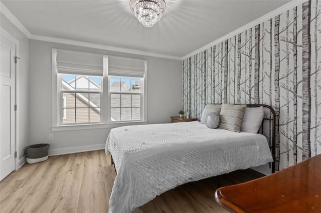 218 St Andrews, North Strabane, PA 15317 - bedroom with wood finished floors, baseboards, crown molding, and a chandelier