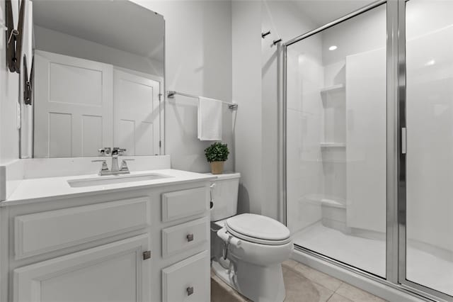 218 St Andrews, North Strabane, PA 15317 - bathroom with toilet, a shower stall, vanity, and tile patterned floors