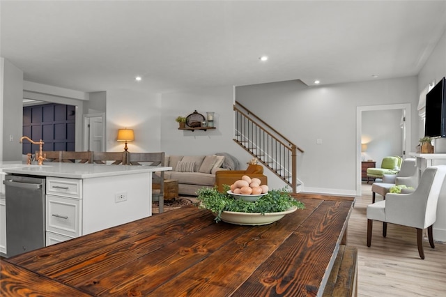 218 St Andrews, North Strabane, PA 15317 - dining room featuring light wood-type flooring, stairs, and recessed lighting
