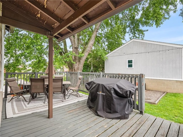 258 Wayne St, Baden, PA 15005 - deck with outdoor dining space and area for grilling