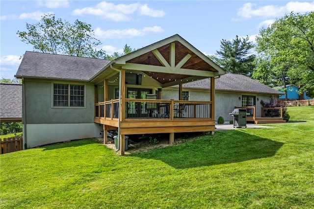 449 Bateman Rd, North Fayette, PA 15071 - back of house with a deck, a yard, and a shingled roof