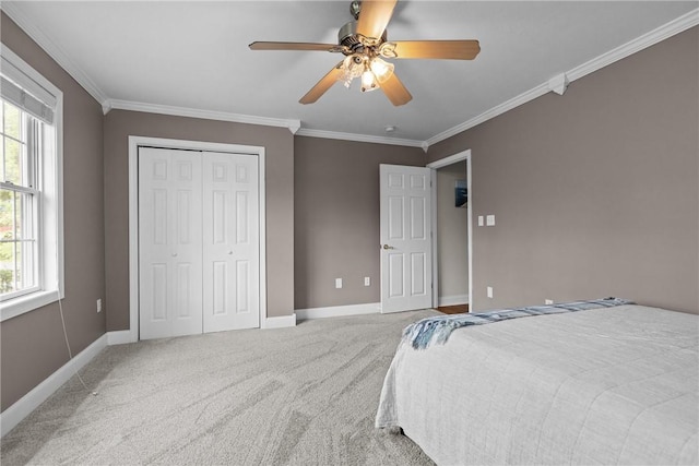 449 Bateman Rd, North Fayette, PA 15071 - bedroom with multiple windows, ornamental molding, carpet floors, and baseboards