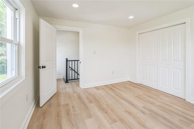 3510 Middletown Rd, Crafton Heights, PA 15204 - unfurnished bedroom with light wood-type flooring, recessed lighting, baseboards, and a closet
