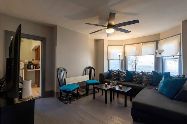 422 Hays Ave, Mount Oliver, PA 15210 - living room featuring a ceiling fan and wood finished floors