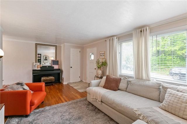 2351 Saranac Ave, Beechview, PA 15216 - living area with wood finished floors, crown molding, and baseboards