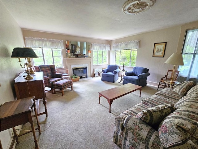 235 Mcclay Rd, Canton Twp, PA 15301 - carpeted living area featuring a high end fireplace