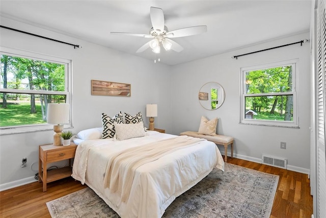 109 Meadowvue Dr, Marshall, PA 15090 - bedroom with baseboards, wood finished floors, and ceiling fan