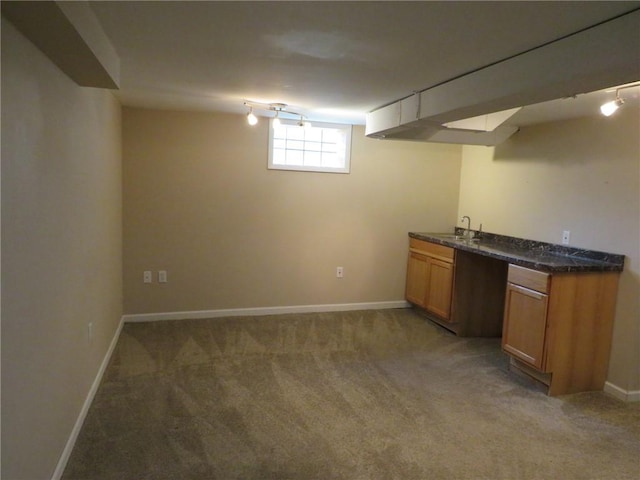 985 Mcneilly Rd, Mt Lebanon, PA 15226 - basement with light carpet, wet bar, and baseboards